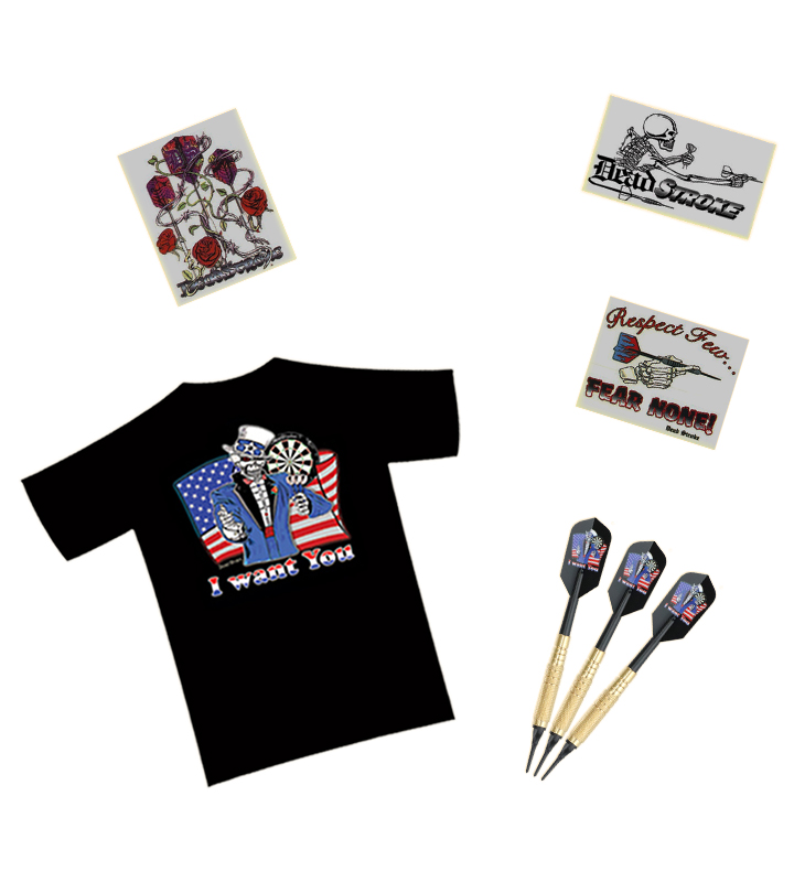 Promotional Image of Dead Stroke “I Want You” Dart Player Bundle