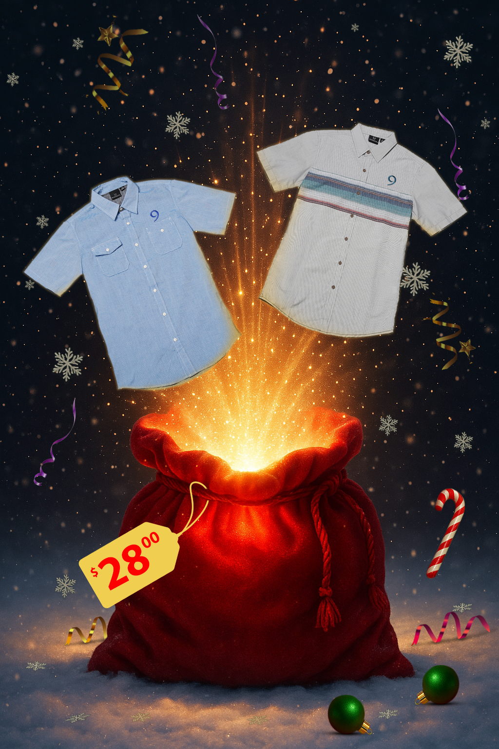 Holiday Promotional Image of Men’s 9-Ball Embroidered Button-Down Shirt Bundle
