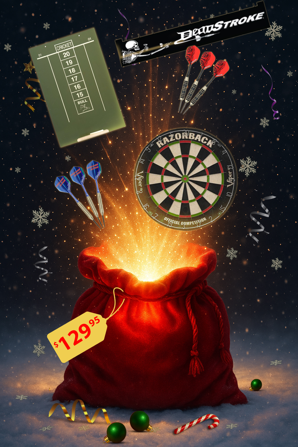 Holiday Promotional Image of Steel Tip Dart Bundle