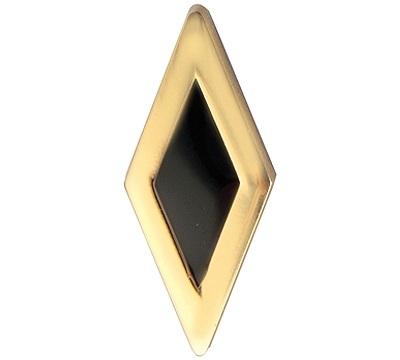 Metal Diamond Polished Brass w/ Black Enamel Inlay