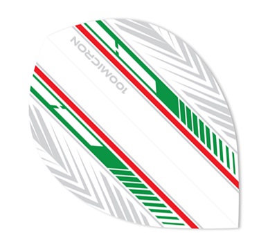 Mueller's 100 Micron Dart Flights – Red & Green Feather – Pear