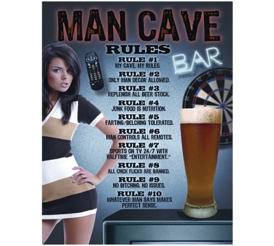 Man Cave Rules Metal Sign