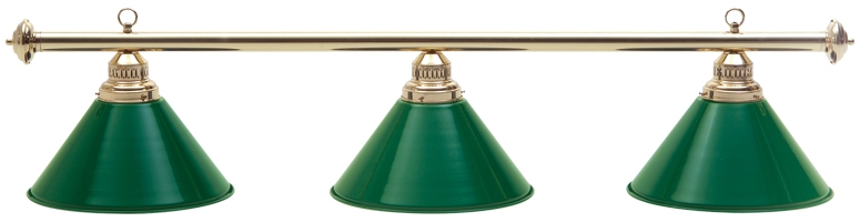 Brass Light w/ 3 Green Metal Shades